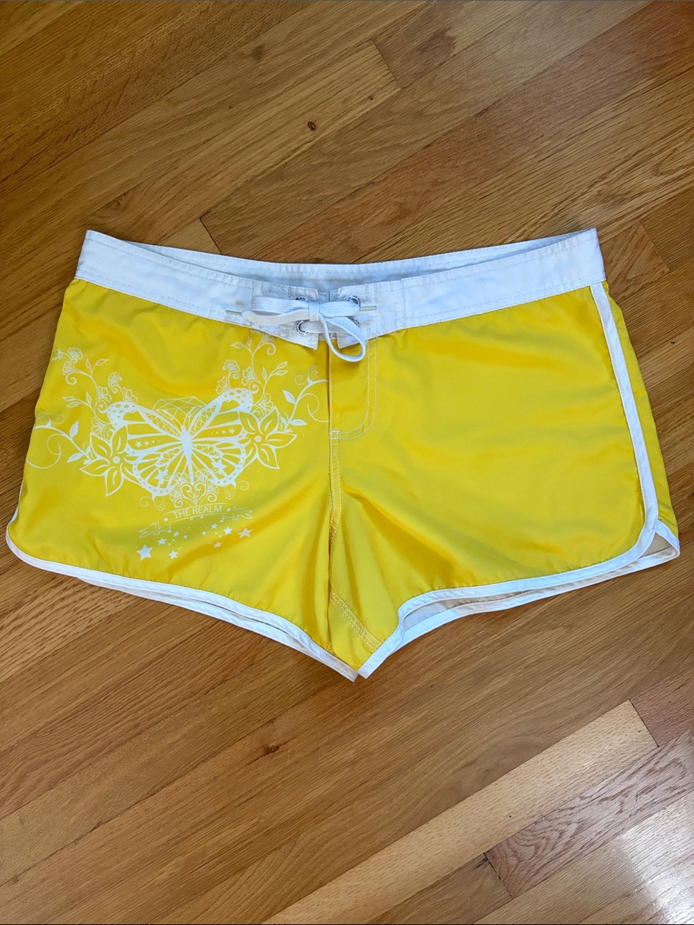 Y2K The Realm Yellow Butterfly Swim Shorts